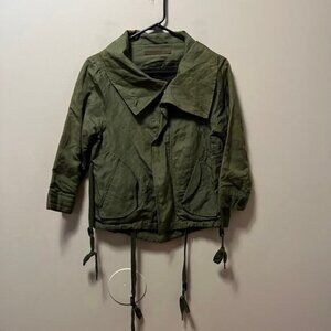 NICHOLAS K Silk and Linen Army Green Cropped Jacket Size Small